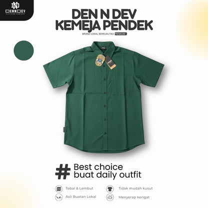 DEN N DEV - Kemeja Pendek Pria Premium Lokal Lembut Bahan Adem Ringan Best Choice For Daily Outfit