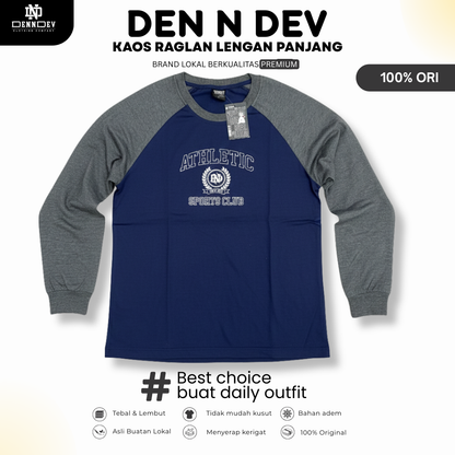DEN N DEV | Kaos Raglan Distro Unisex Lengan Panjang Kombinasi Warna
