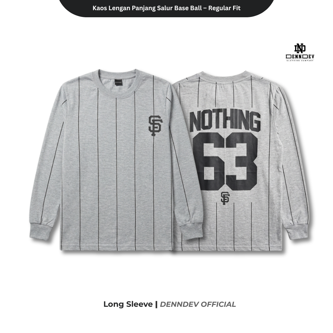 DEN N DEV - Kaos Lengan Panjang Garis Pria Katun 20s | T-Shirt Baseball Style DEN N DEV