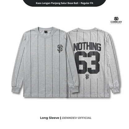 DEN N DEV - Kaos Lengan Panjang Garis Pria Katun 20s | T-Shirt Baseball Style DEN N DEV