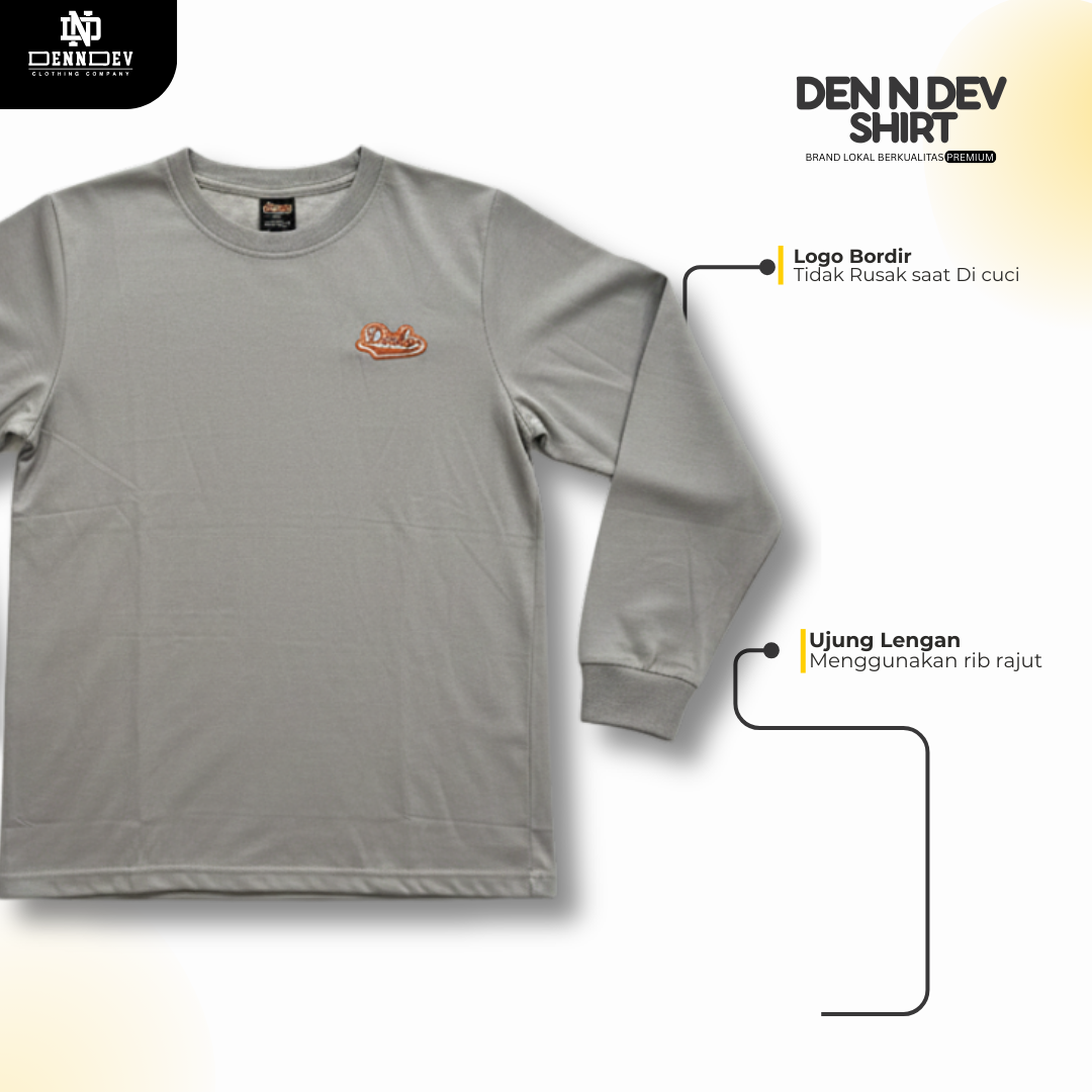 DEN N DEV - T Shirt Lengan Panjang Logo Dada Patchbordir
