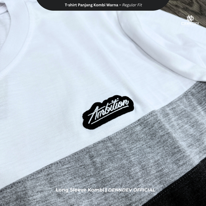 DEN N DEV Kaos Lengan Panjang Kombi Warna – Cotton 20s Premium Stylish Casual