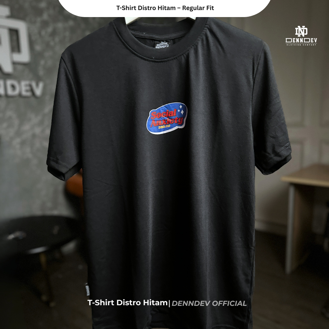 DENNDEV Kaos Distro Pria Hitam Premium Katun 20s Sablon Plastisol Original Regular Fit