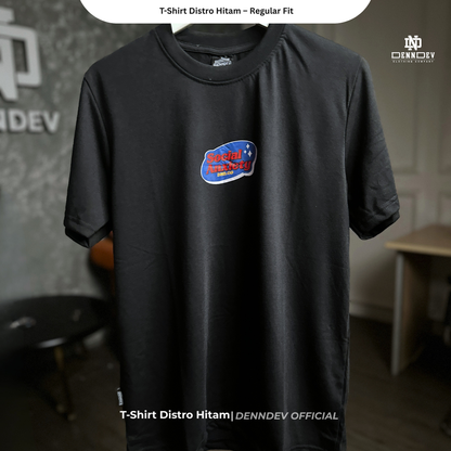 DENNDEV Kaos Distro Pria Hitam Premium Katun 20s Sablon Plastisol Original Regular Fit