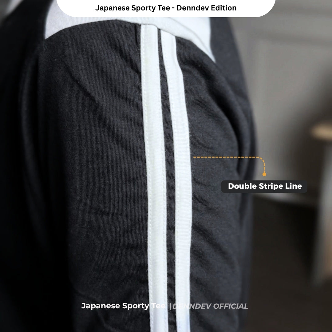 DEN N DEV Kaos Sporty Pria Lengan Pendek Japanese Streetwear Tee Pecah Pola Jersey Retro Distro