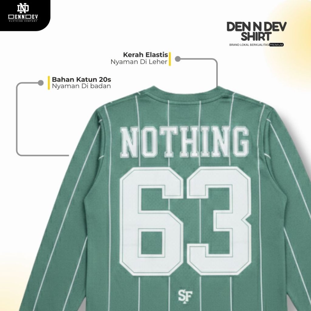 DEN N DEV - T Shirt Panjang Salur Baseball Angka Katun 20s