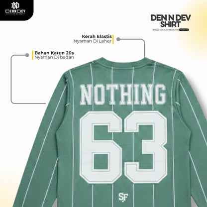 DEN N DEV - T Shirt Panjang Salur Baseball Angka Katun 20s