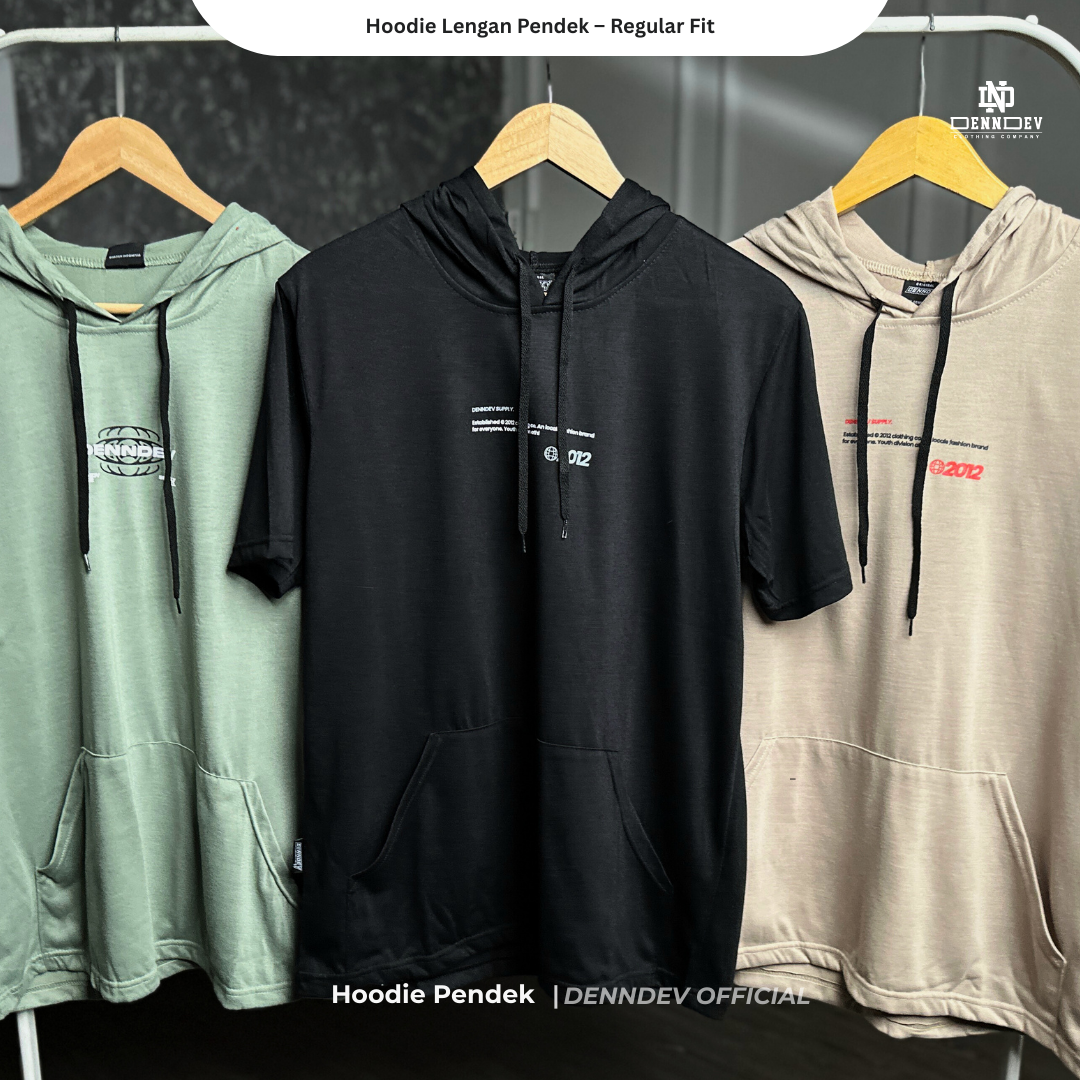 DEN N DEV Hoodie Lengan Pendek – Hoodie Kaos Premium Cotton 20s