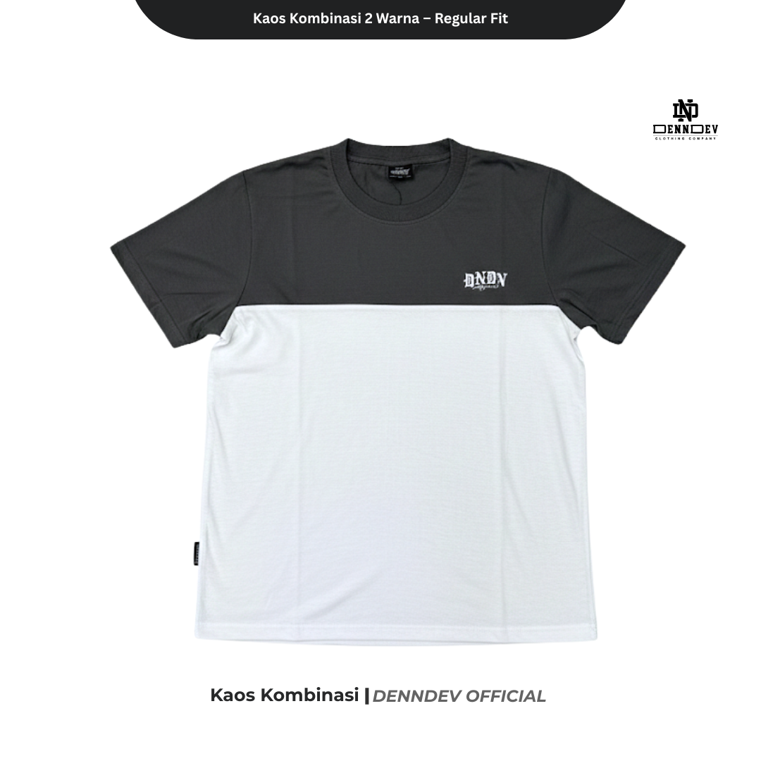 DEN N DEV Kaos Kombinasi 2 Warna Baju Belah Colour Block Katun Distro