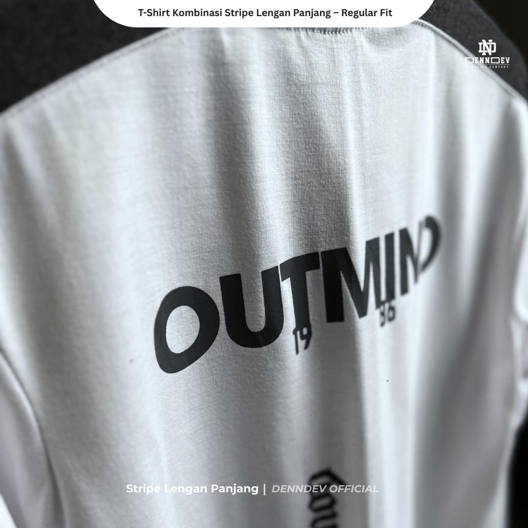 Kaos Panjang Kombinasi Stripe DEN N DEV | Long Sleeve Unisex | Baju Distro Lokal Premium