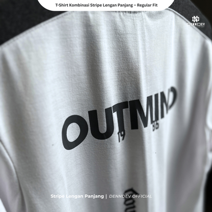 Kaos Panjang Kombinasi Stripe DEN N DEV | Long Sleeve Unisex | Baju Distro Lokal Premium