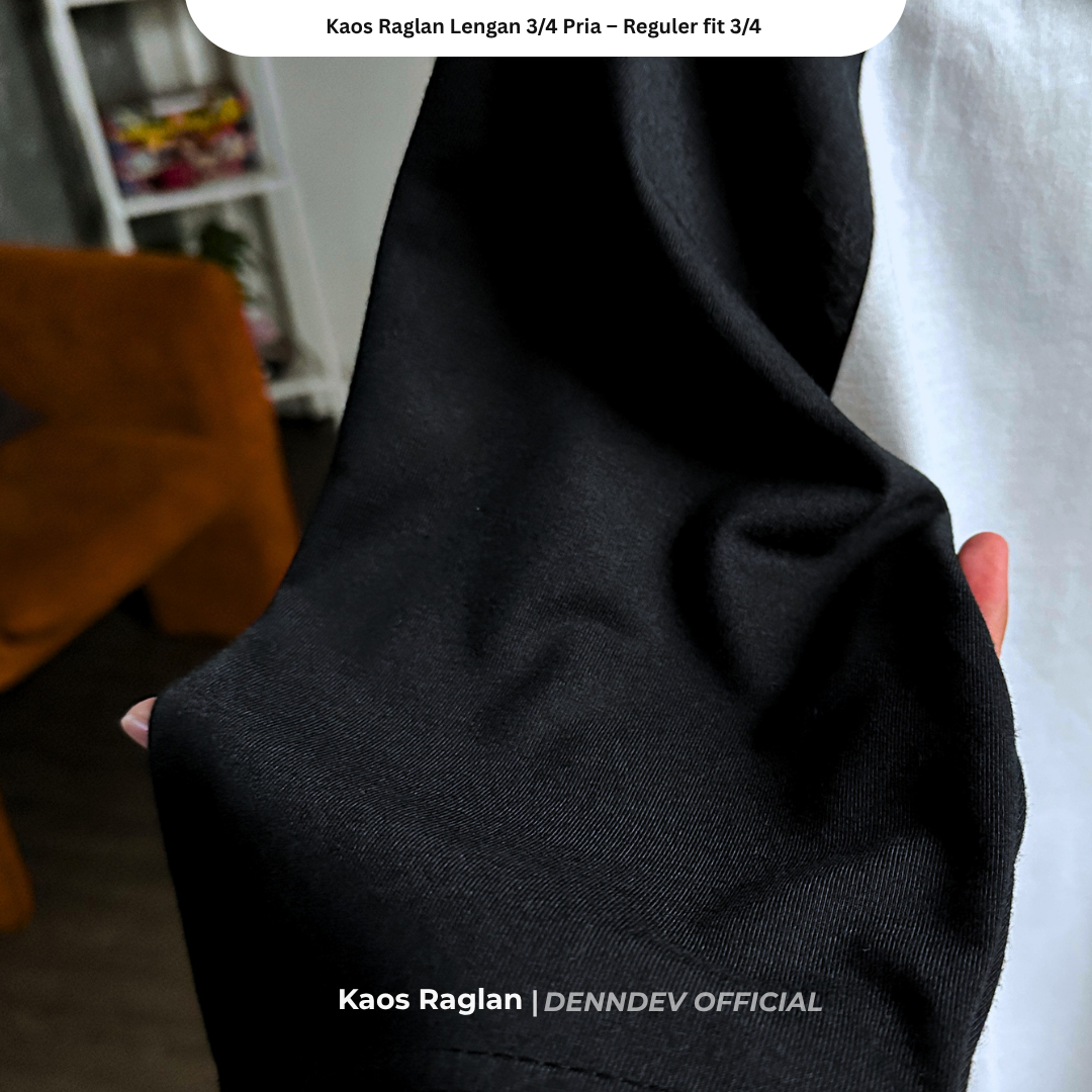 DEN N DEV - Kaos Raglan Lengan 3/4 Pria Katun 20s – Nyaman, Stylish & Tahan Lama
