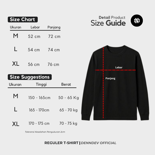 DEN N DEV | T-Shirt Panjang Kombinasi Pria Patch Bordir | Katun 20s Tebal & Adem