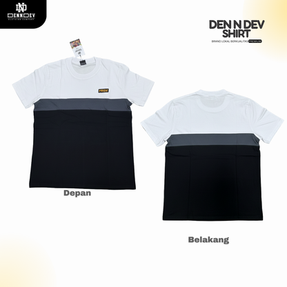 DEN N DEV | Kaos Kombinasi Premium Bordir Dada | Cotton Combed 24s