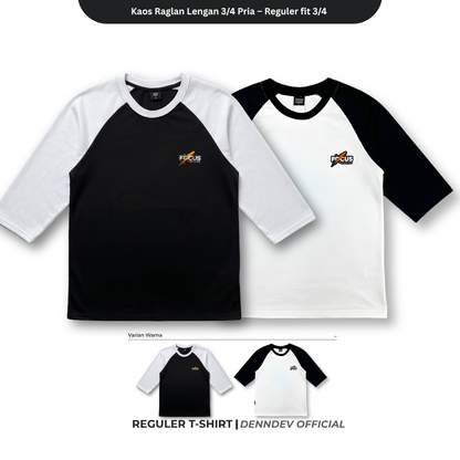 DEN N DEV - Kaos Raglan Lengan 3/4 Pria Katun 20s – Nyaman, Stylish & Tahan Lama