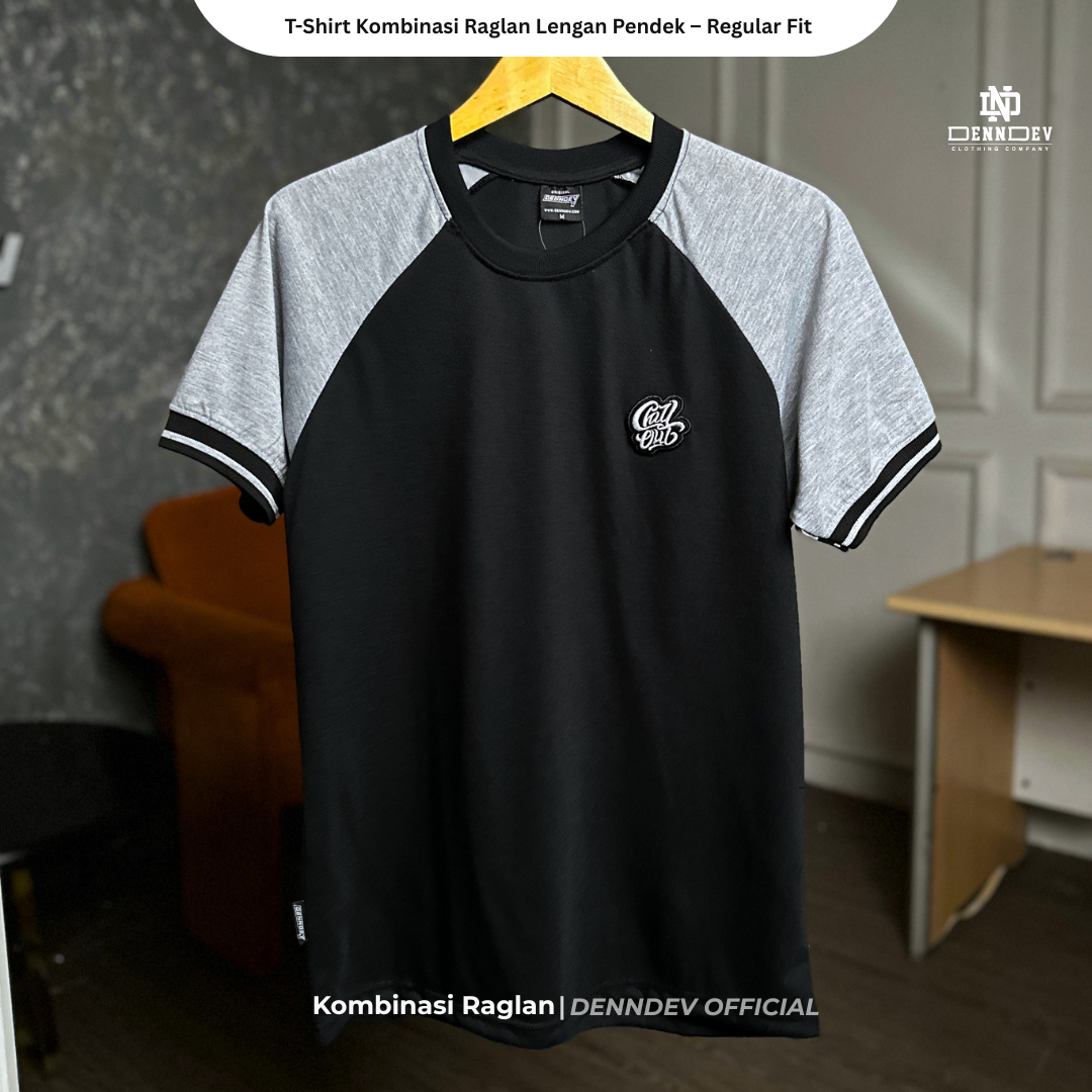 DEN N DEV | Kaos Raglan Pria Distro Original Lengan Pendek Katun 20s Tebal & Adem