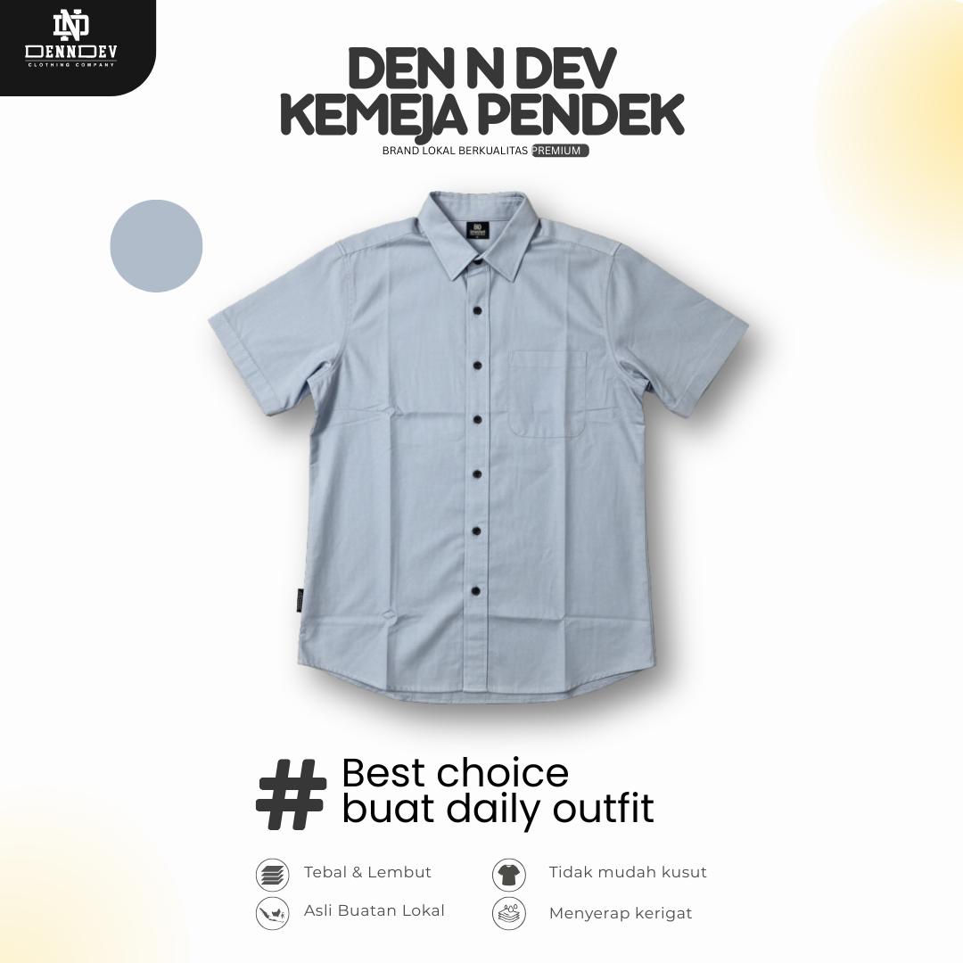 DEN N DEV - Kemeja Pendek Pria Premium Lokal Lembut Bahan Adem Ringan Best Choice For Daily Outfit