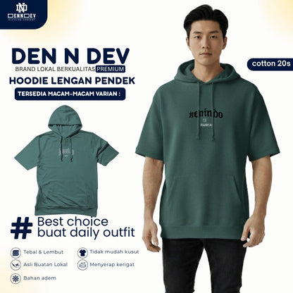 DEN N DEV Hoodie Lengan Pendek – Hoodie Kaos Premium Cotton 20s