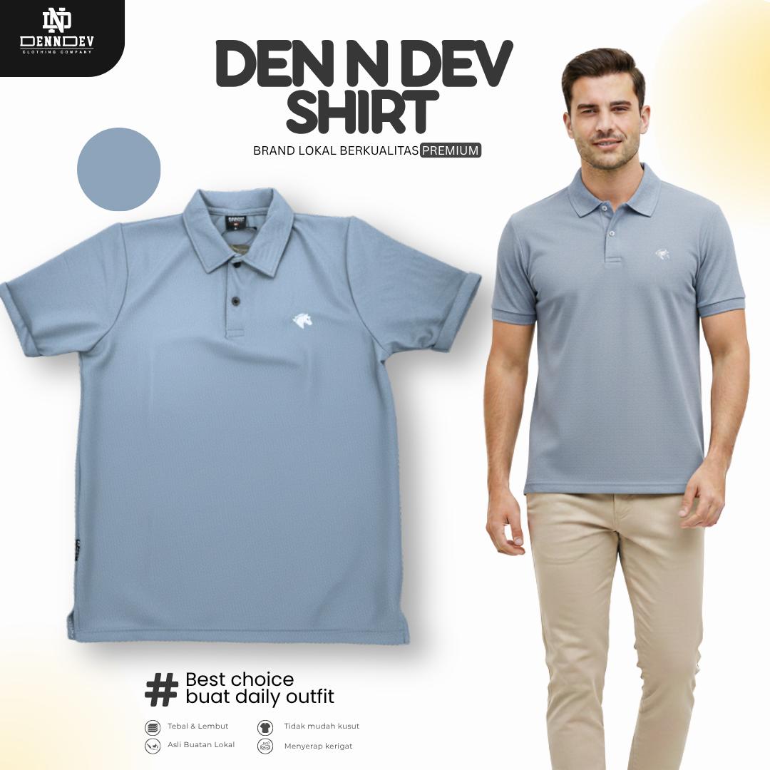 DEN N DEV - Kaos Wangky Premium Kancing Casual-Premium Bordir Logo Eksklusif