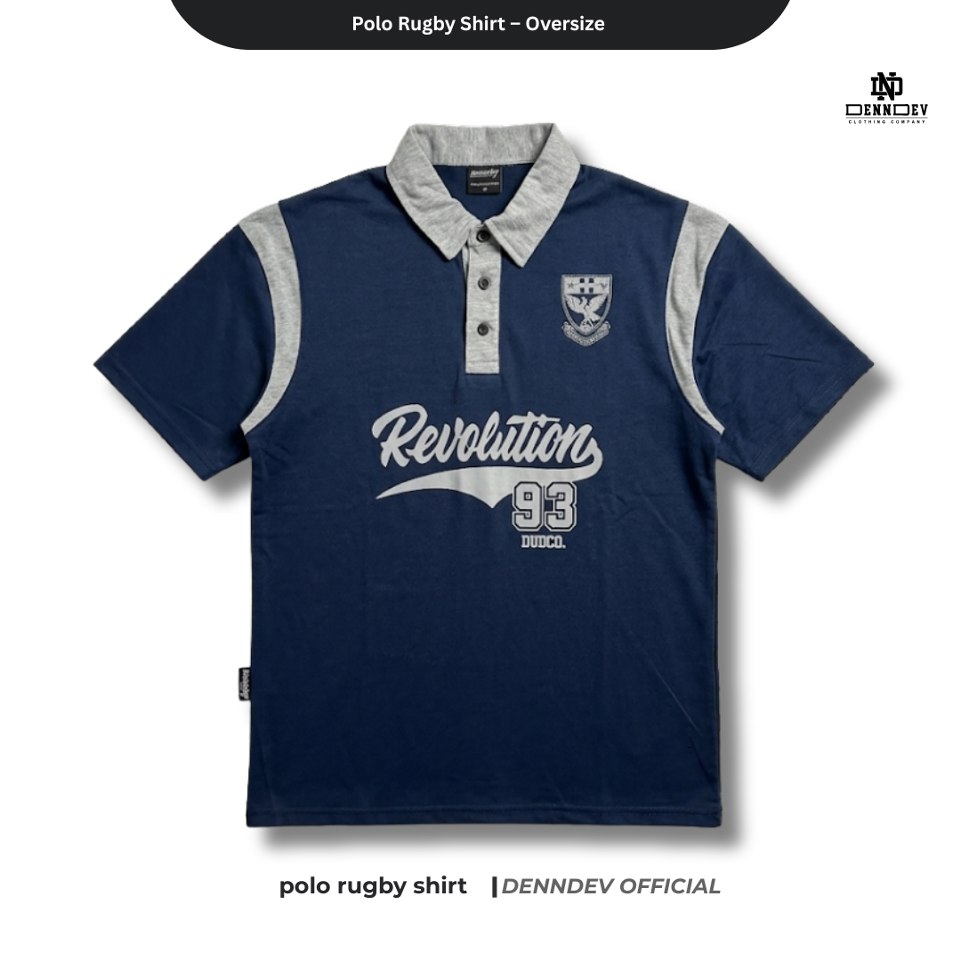 DENNDEV - Polo Rugby Shirt Oversize Cotton 20s - Vintage Rugby Shirt Unisex Streetwear