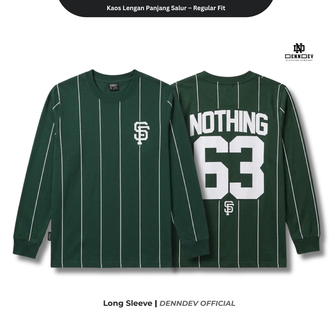 DEN N DEV - Kaos Lengan Panjang Garis Pria Katun 20s | T-Shirt Baseball Style DEN N DEV