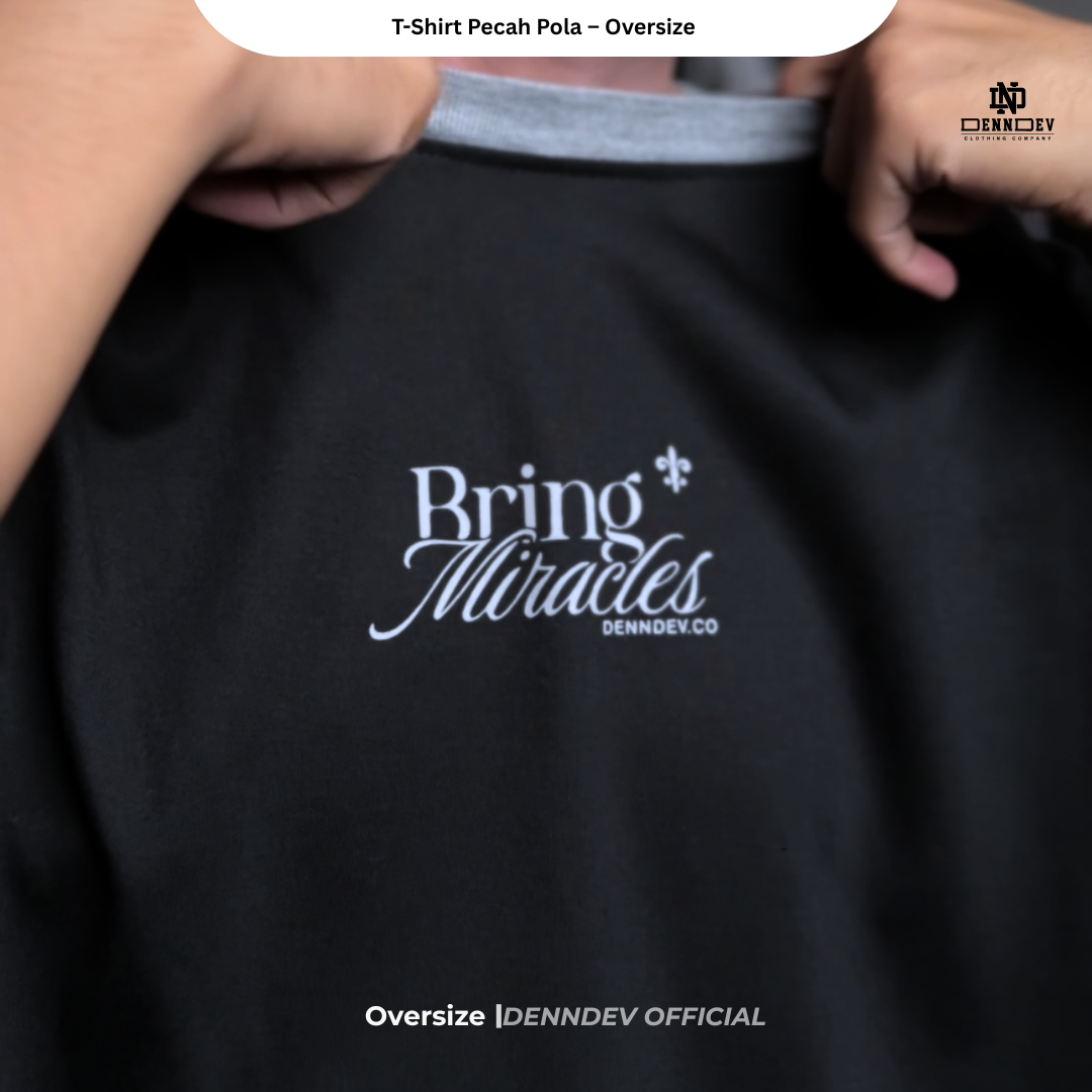 DEN N DEV - Kaos Oversize Pria T-Shirt Lengan Pendek Pecah Pola Casual Look