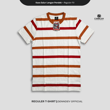 DENNDEV - Kaos Salur Lengan Pendek Stripe T-Shirt Pria Regular Fit