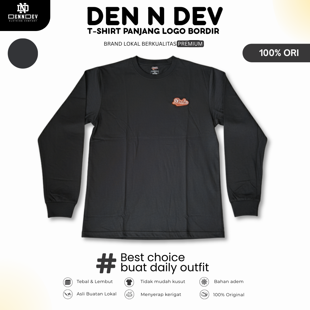 DEN N DEV - T Shirt Lengan Panjang Logo Dada Patchbordir