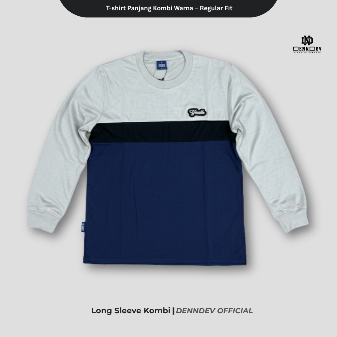DEN N DEV Kaos Lengan Panjang Kombi Warna – Cotton 20s Premium Stylish Casual