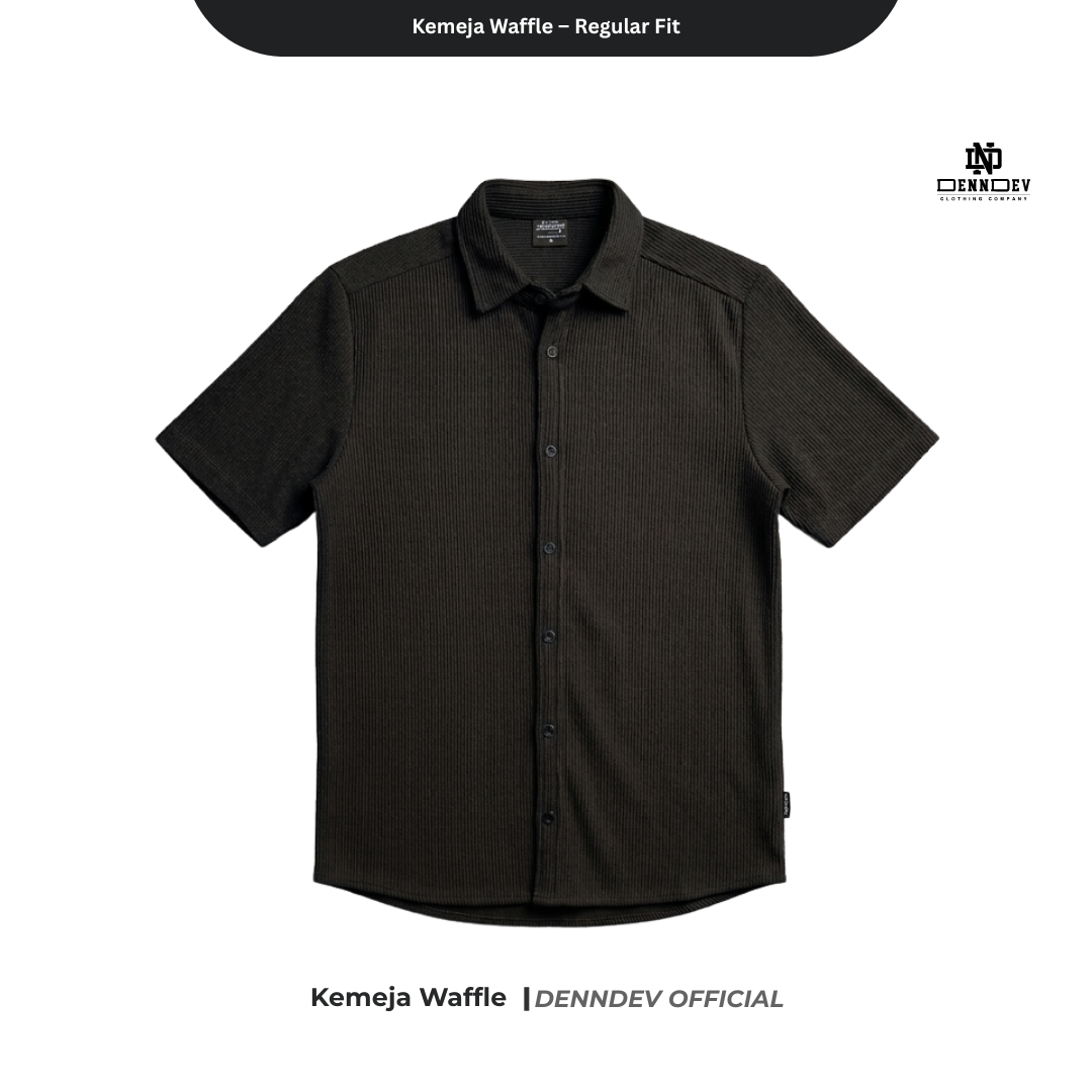 DEN N DEV Official - Kemeja Pendek Bahan Waffle Regular Fit