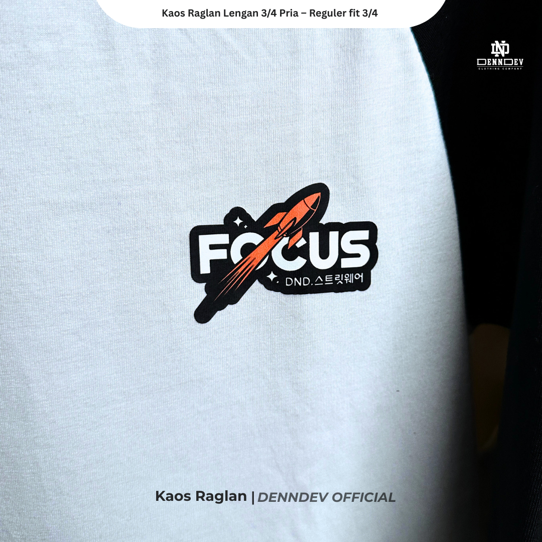 DEN N DEV - Kaos Raglan Lengan 3/4 Pria Katun 20s – Nyaman, Stylish & Tahan Lama