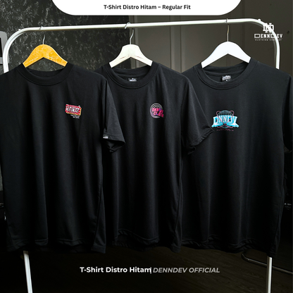 DENNDEV Kaos Distro Pria Hitam Premium Katun 20s Sablon Plastisol Original Regular Fit