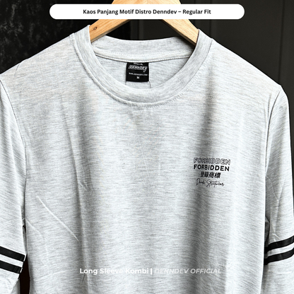 DEN N DEV | Kaos Lengan Panjang Double Stripe Lengan Motif Distro Unisex
