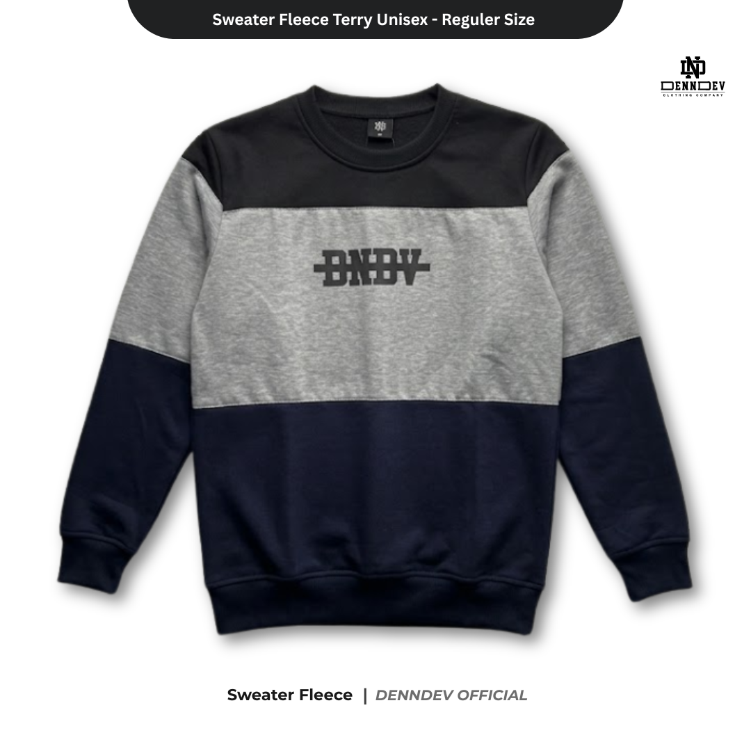 DENNDEV Sweater Crewneck Kombinasi 3 Warna Fleece Terry Unisex Premium 280 GSM