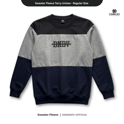 DENNDEV Sweater Crewneck Kombinasi 3 Warna Fleece Terry Unisex Premium 280 GSM