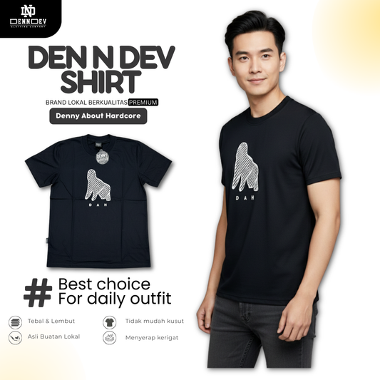 DEN N DEV | Kaos Oblong Lengan Pendek DAH Series Gorilla | Kaos Distro Unisex