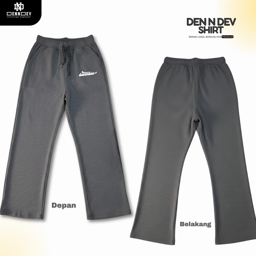 DEN N DEV | Celana Santai Korean Style Unisex Baggy | French Terry Adem & Nyaman