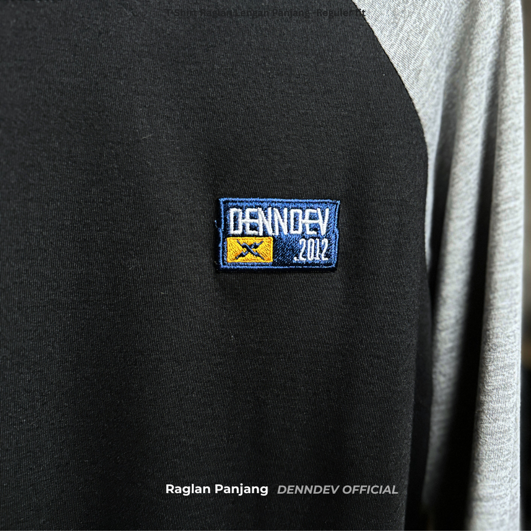 DEN N DEV | Kaos Lengan Panjang Raglan Pria Katun 20s | Kaos Cowok Sporty Casual