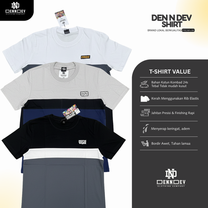 DEN N DEV | Kaos Kombinasi Premium Bordir Dada | Cotton Combed 24s