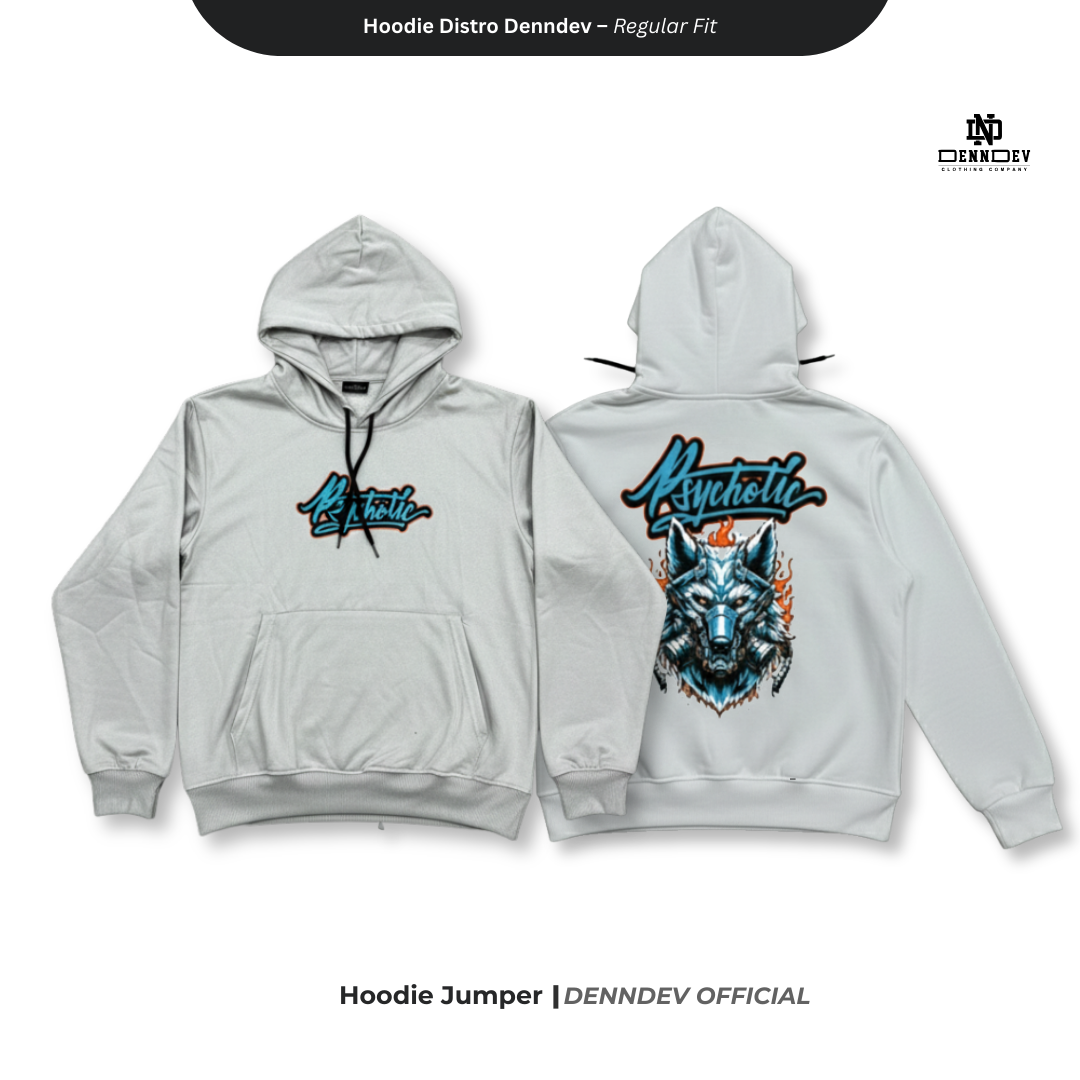 DEN N DEV Hoodie Jumper Pria Graphic Wolf Head Jaket Distro Original