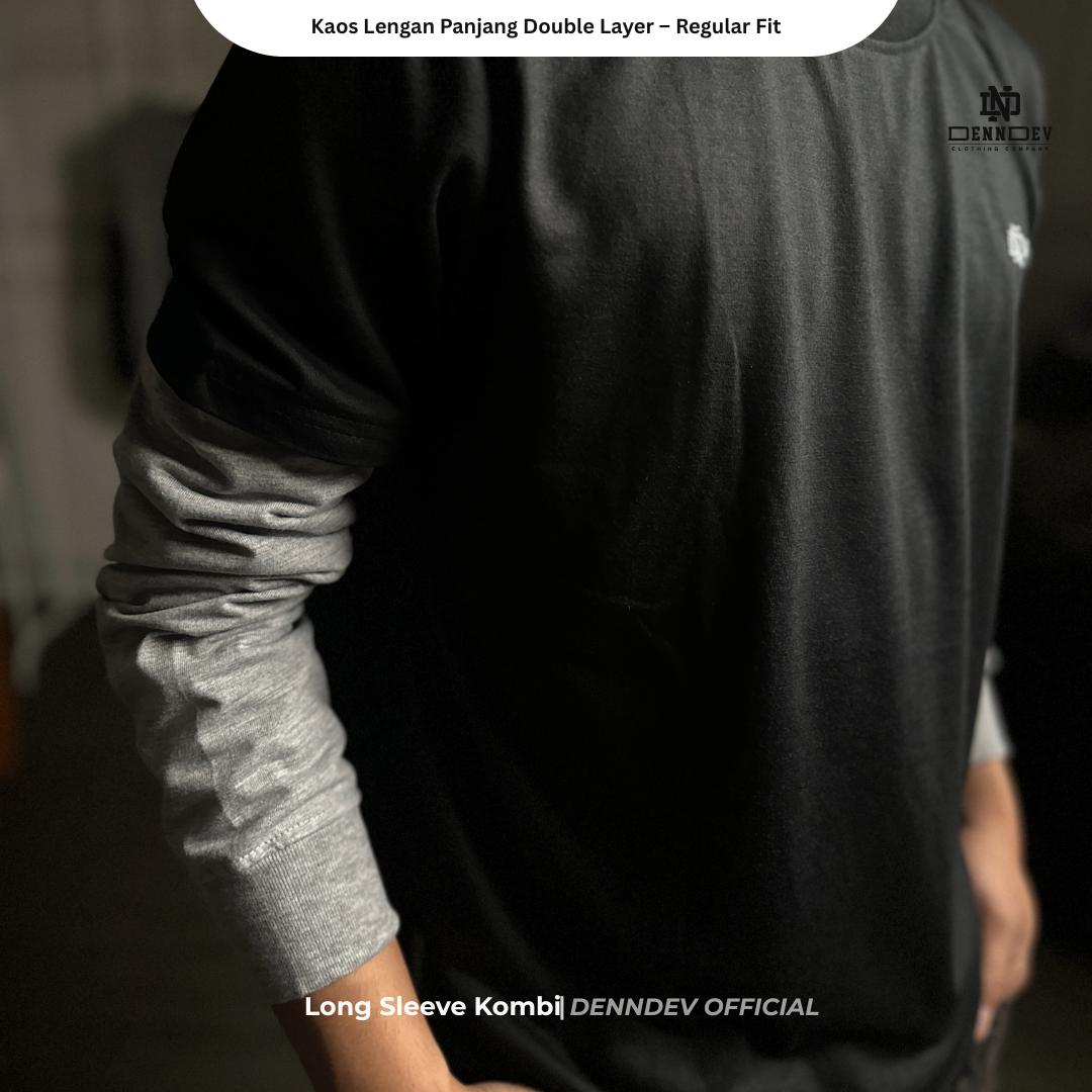 DEN N DEV Double Layer Long Sleeve T-Shirt – Kaos Lengan Panjang Premium Stylish Kekinian