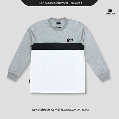 DEN N DEV Kaos Lengan Panjang Kombi Warna – Cotton 20s Premium Stylish Casual