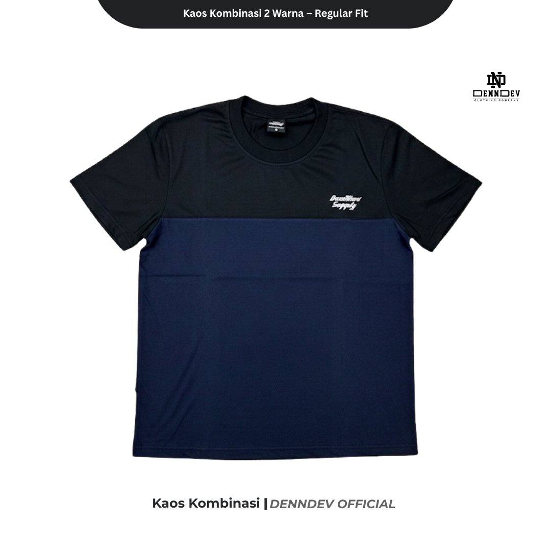 DEN N DEV Kaos Kombinasi 2 Warna Baju Belah Colour Block Katun Distro