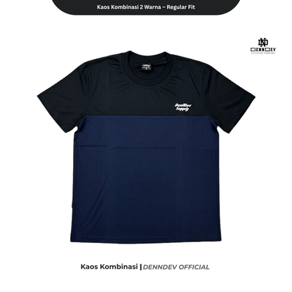 DEN N DEV Kaos Kombinasi 2 Warna Baju Belah Colour Block Katun Distro