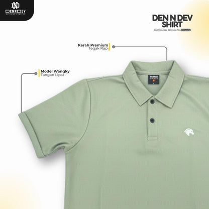 DEN N DEV - Kaos Wangky Premium Kancing Casual-Premium Bordir Logo Eksklusif