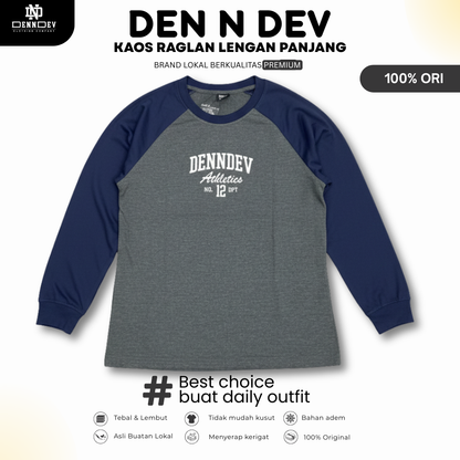 DEN N DEV | Kaos Raglan Distro Unisex Lengan Panjang Kombinasi Warna