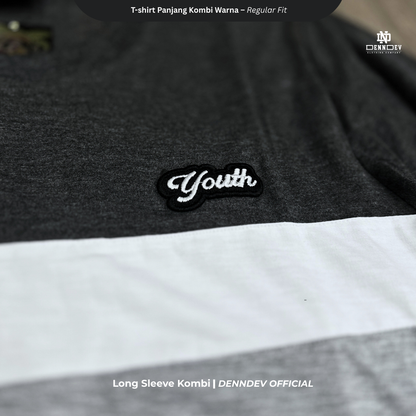 DEN N DEV Kaos Lengan Panjang Kombi Warna – Cotton 20s Premium Stylish Casual