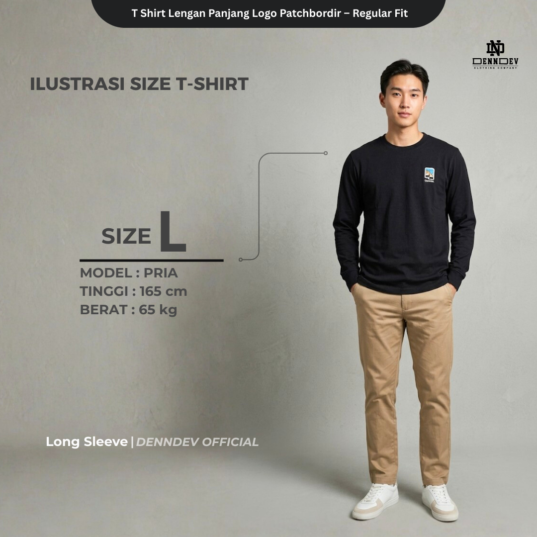 DEN N DEV - T Shirt Lengan Panjang Logo Dada Patchbordir