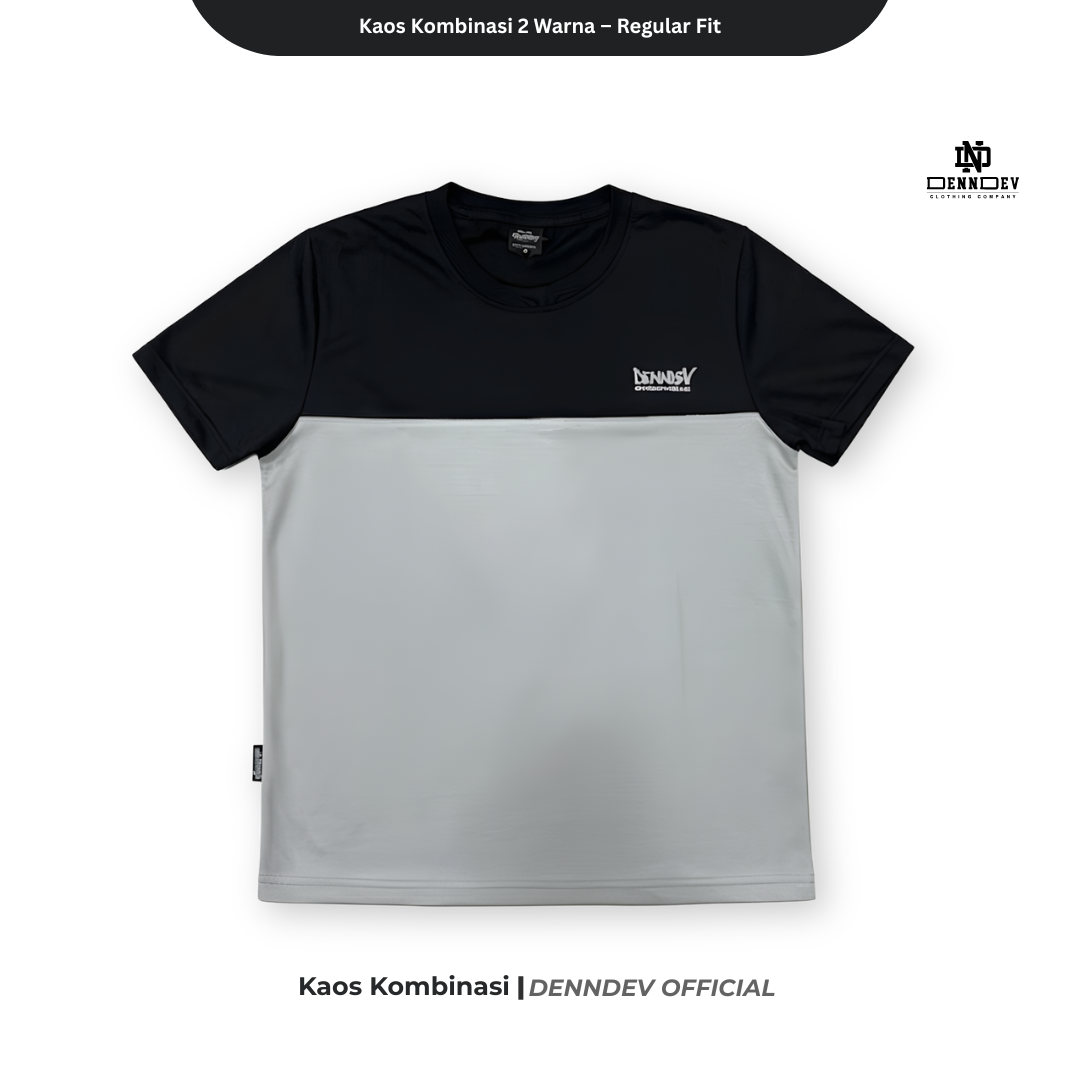 DEN N DEV Kaos Kombinasi 2 Warna Baju Belah Colour Block Katun Distro