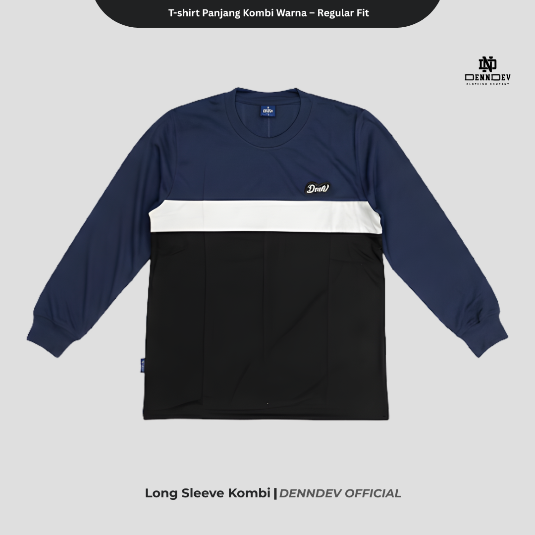 DEN N DEV Kaos Lengan Panjang Kombi Warna – Cotton 20s Premium Stylish Casual